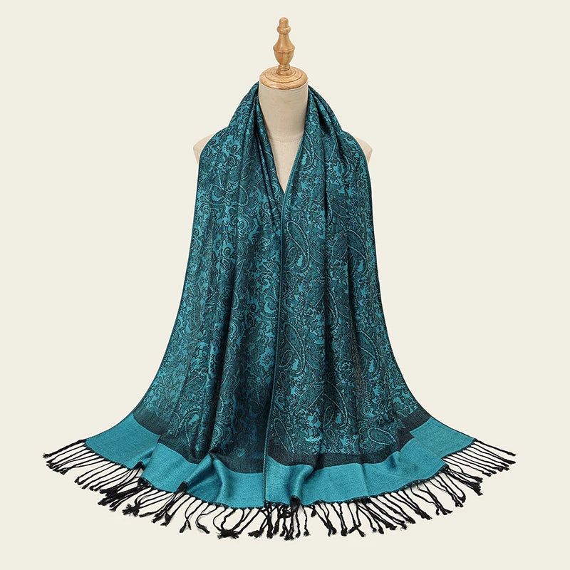 Retro Jacquard Paisley Tassel Scarf Cotton Shawls