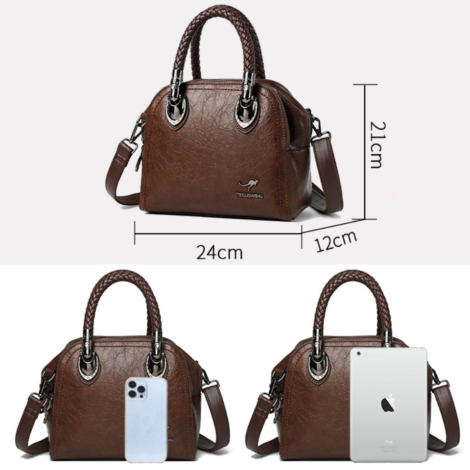 Retro Crossbody High Quality Leather Handbags Hand-woven Handle Luxury Design image 4